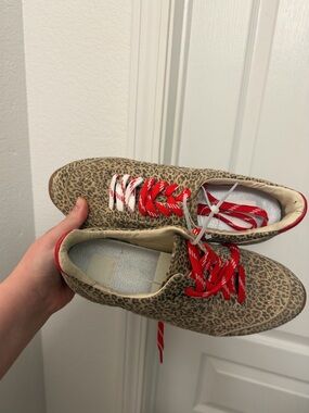 Dolce Vita Leopard Print Sneakers with Red Accent